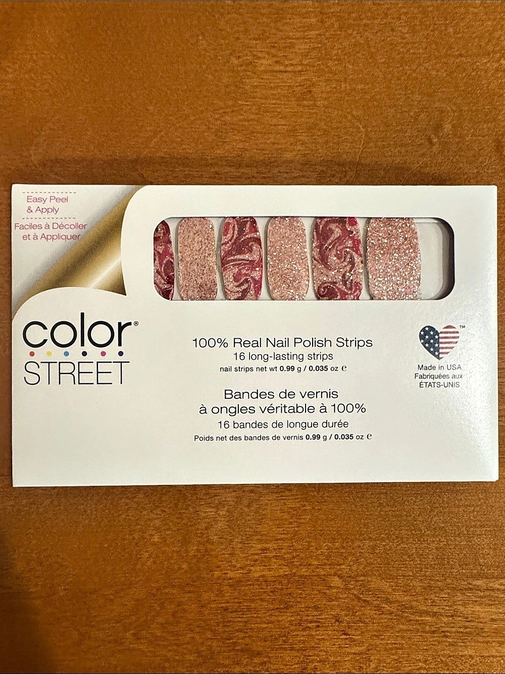 Color Street Feeling Marble-ous Real Nail Polish Strips in Pink & Red NWT